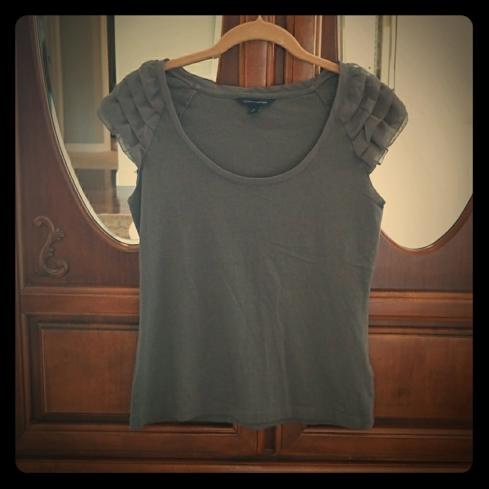 Tommy Hilfiger ruffle detailed tee shirt.